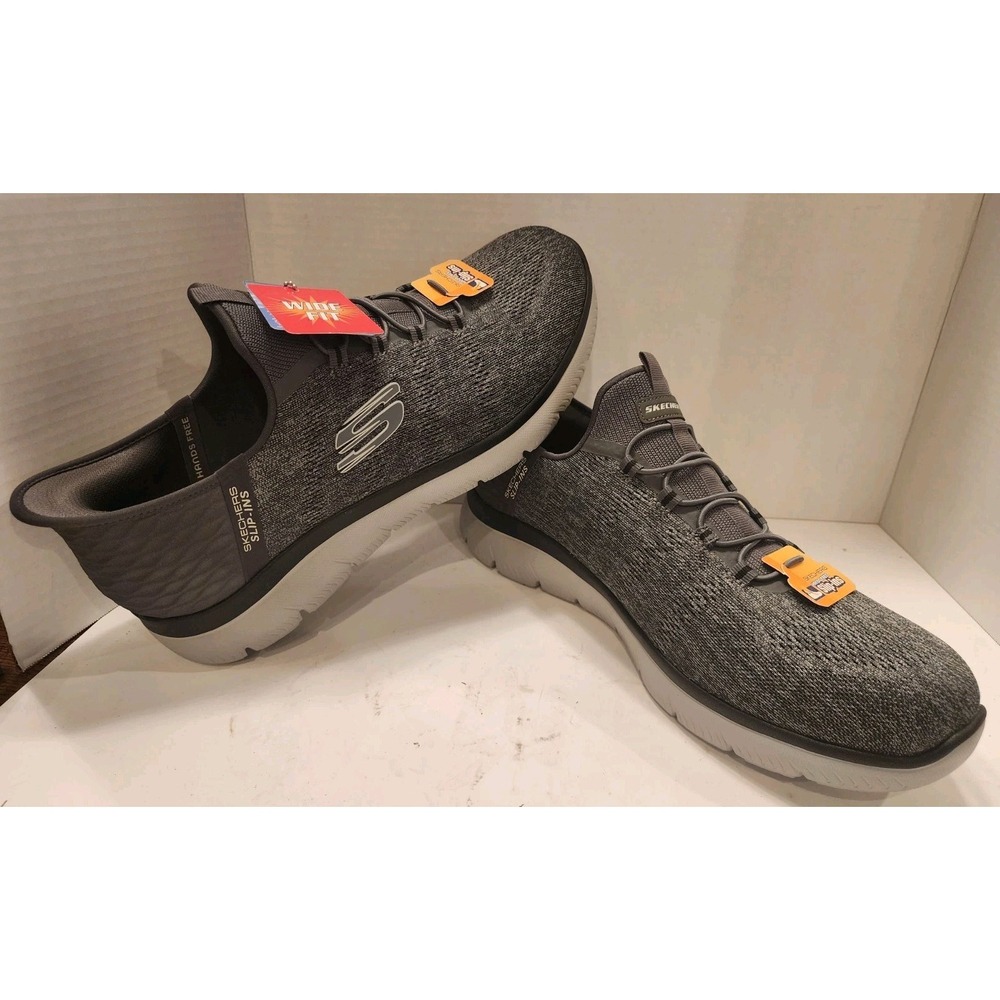 Skechers Shoe Slip Ins Wide Fit Gray Comfort Casual Cooled Memory Foam Men's 13